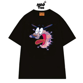Áo Thun NGỐ TEE Chú Chó Courage Biểu Cảm Sợ Hãi Hoạt Hình Cartoon Network Vải Cotton 75 Thoáng Mát