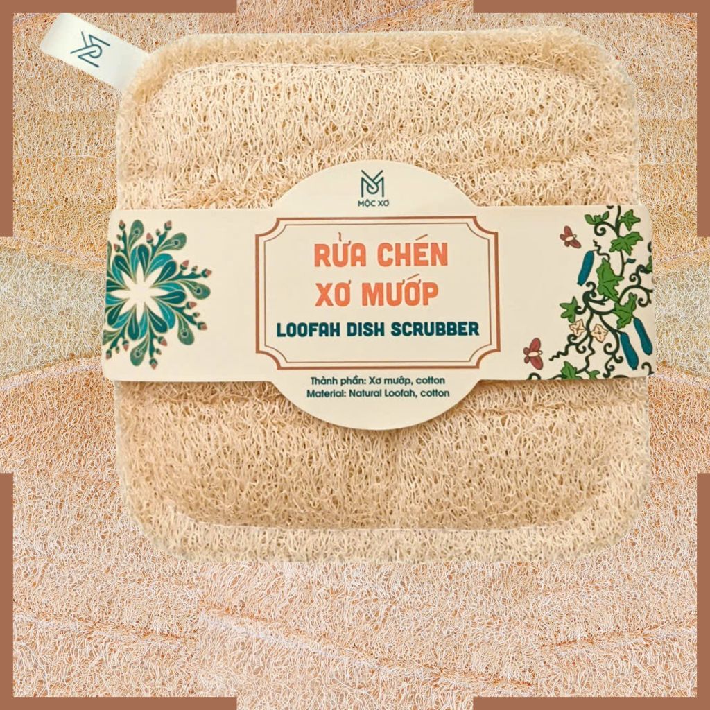 Miếng Rửa Chén Xơ Mướp Cỡ Lớn Hình Vuông - Miếng Chùi Nồi - Miếng Rửa Bát - Xơ Mướp Tắm Tẩy Da chết