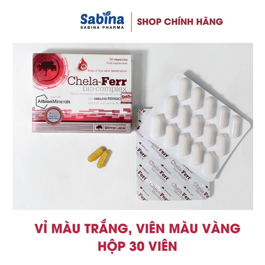 Ảnh 2H sắt Chela-Ferr Bio Complex. Thực phẩm bảo vệ sức khoẻ cho người thiếu máu thiếu sắt. 1hộp 30 viên 14mg Fe. Olimp Labs 2