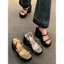 Giày Sandal La Mã Quai Ngang Xu Hướng 2025 Đế Xuồng Cao 10cm Ulzzang