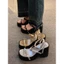 Giày Sandal La Mã Quai Ngang Xu Hướng 2025 Đế Xuồng Cao 10cm Ulzzang