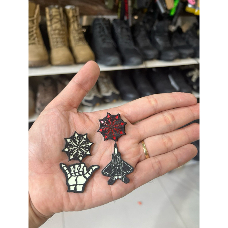 Patch_velcro máy bay F22_la bàn_cử chỉ tay_dạ quang_phản quang