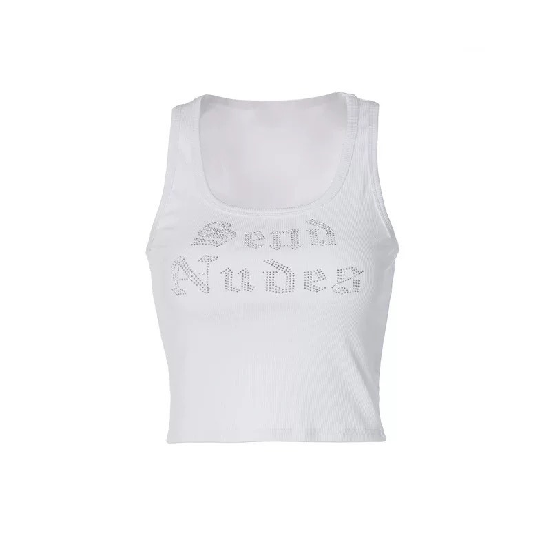 (sẵn) Áo sát nách hai dây trắng trơn Send Nudes chất thun tăm co giãn ASN014 - Tiktik