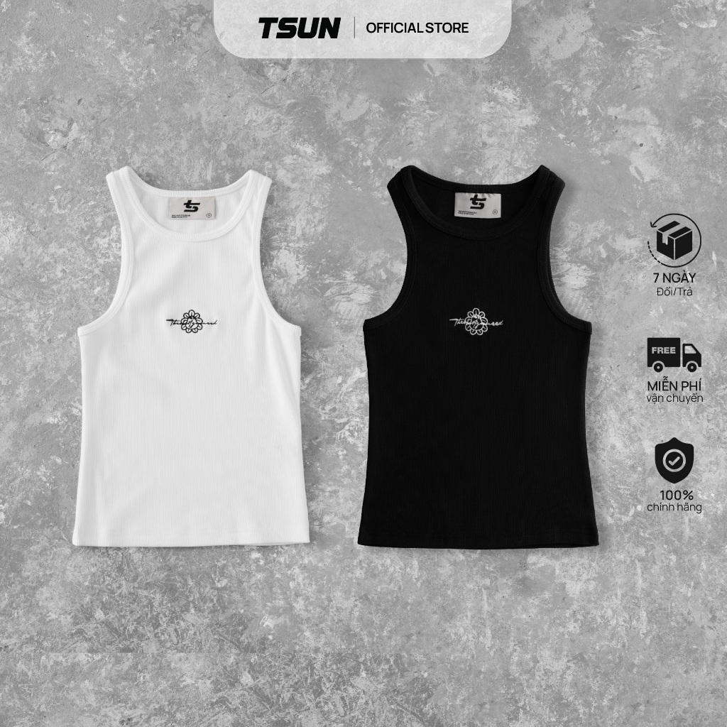 Ảnh Áo Ba Lỗ Nữ tanktop ôm body sexy Trắng và Đen - Brand TSUN Chính Hãng - Cotton thun bo gân co giản 1