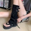 Giày Bốt, Giày Sandal Mũi Kẹp Cao Cổ Hình Xương Cá Thời Trang 2025 Có Thể Tháo Rời
