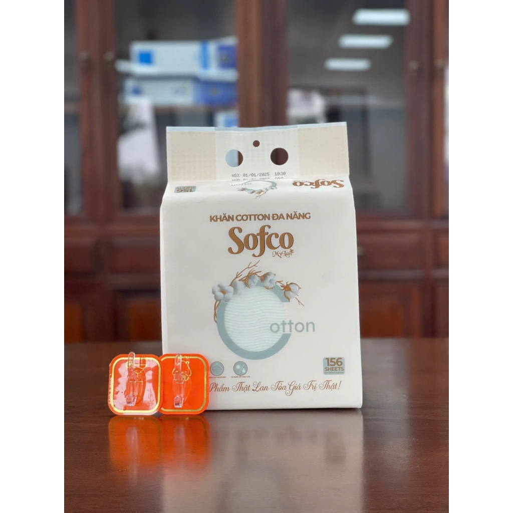 K30_ Khăn Khô Đa Năng Cao Cấp SOFCO 100% Cotton Siêu Dai, An Toàn Cho Người Sử Dụng (156 tờ/gói)
