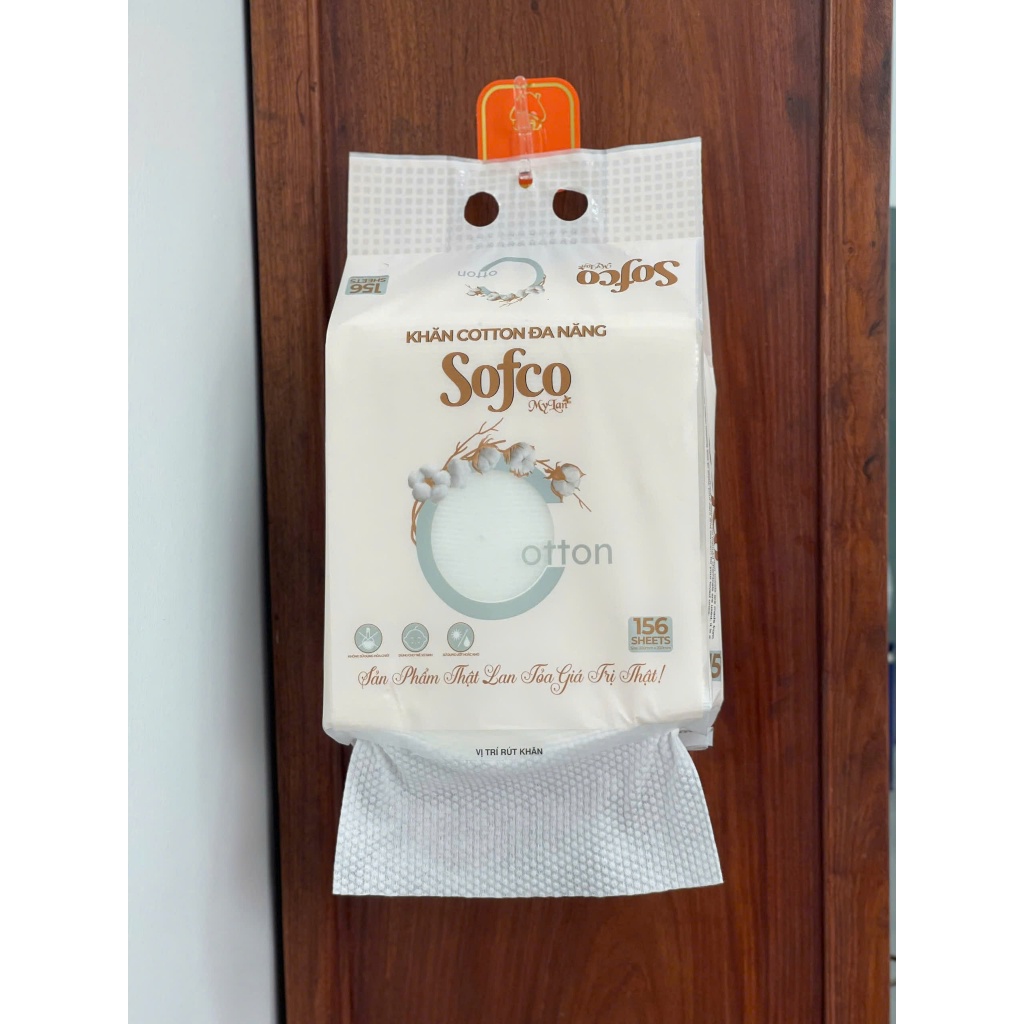 K30_ Khăn Khô Đa Năng Cao Cấp SOFCO 100% Cotton Siêu Dai, An Toàn Cho Người Sử Dụng (156 tờ/gói)
