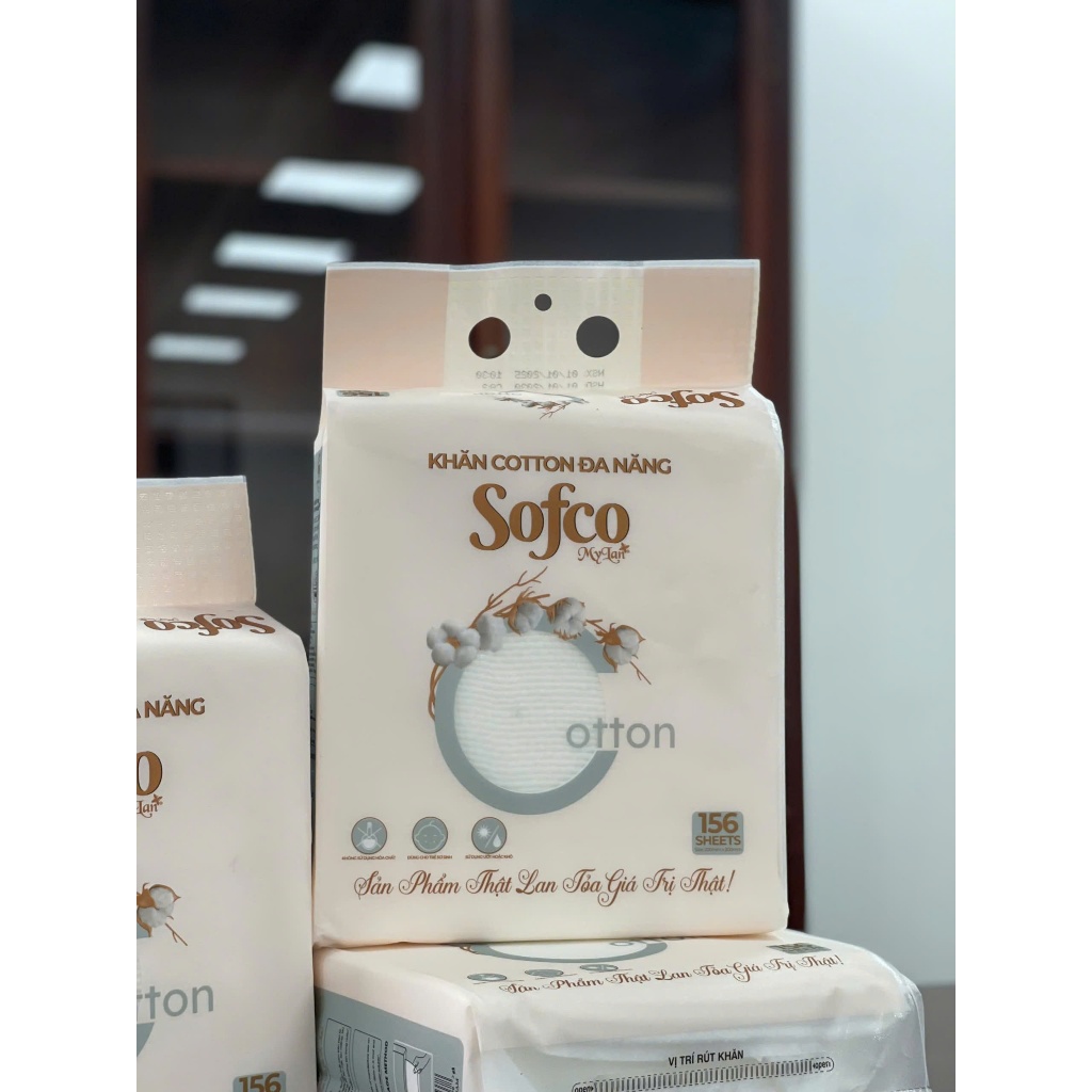 K30_ Khăn Khô Đa Năng Cao Cấp SOFCO 100% Cotton Siêu Dai, An Toàn Cho Người Sử Dụng (156 tờ/gói)