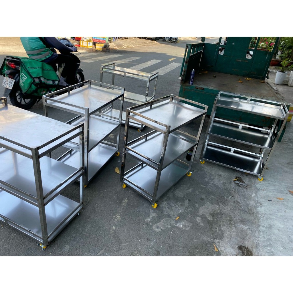 Kệ Inox 3 Tầng Có Bánh Xe 40x80 – Kệ Inox Đa Năng Chịu Lực Tốt – Dễ Di Chuyển