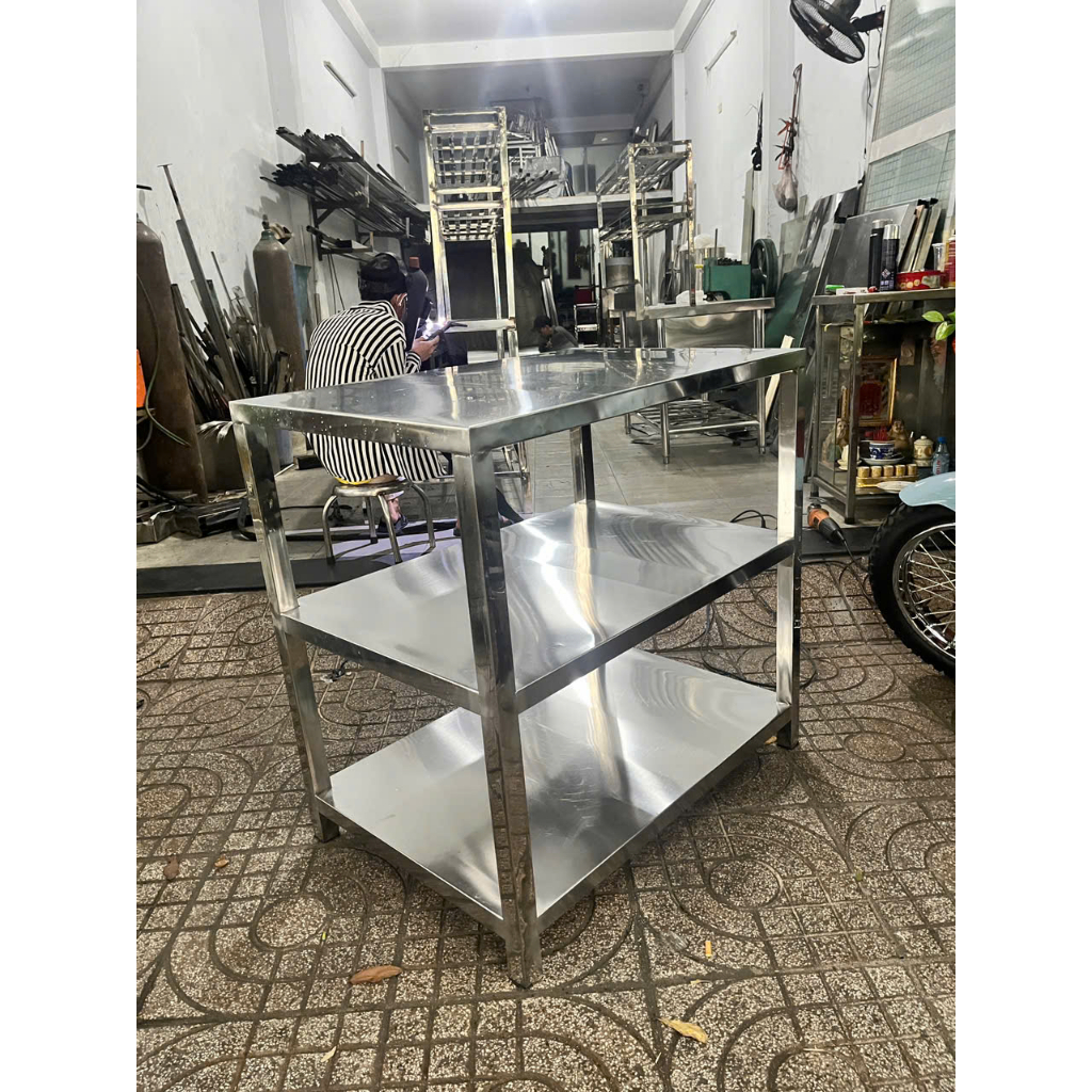 Kệ Inox 3 Tầng Có Bánh Xe 40x80 – Kệ Inox Đa Năng Chịu Lực Tốt – Dễ Di Chuyển