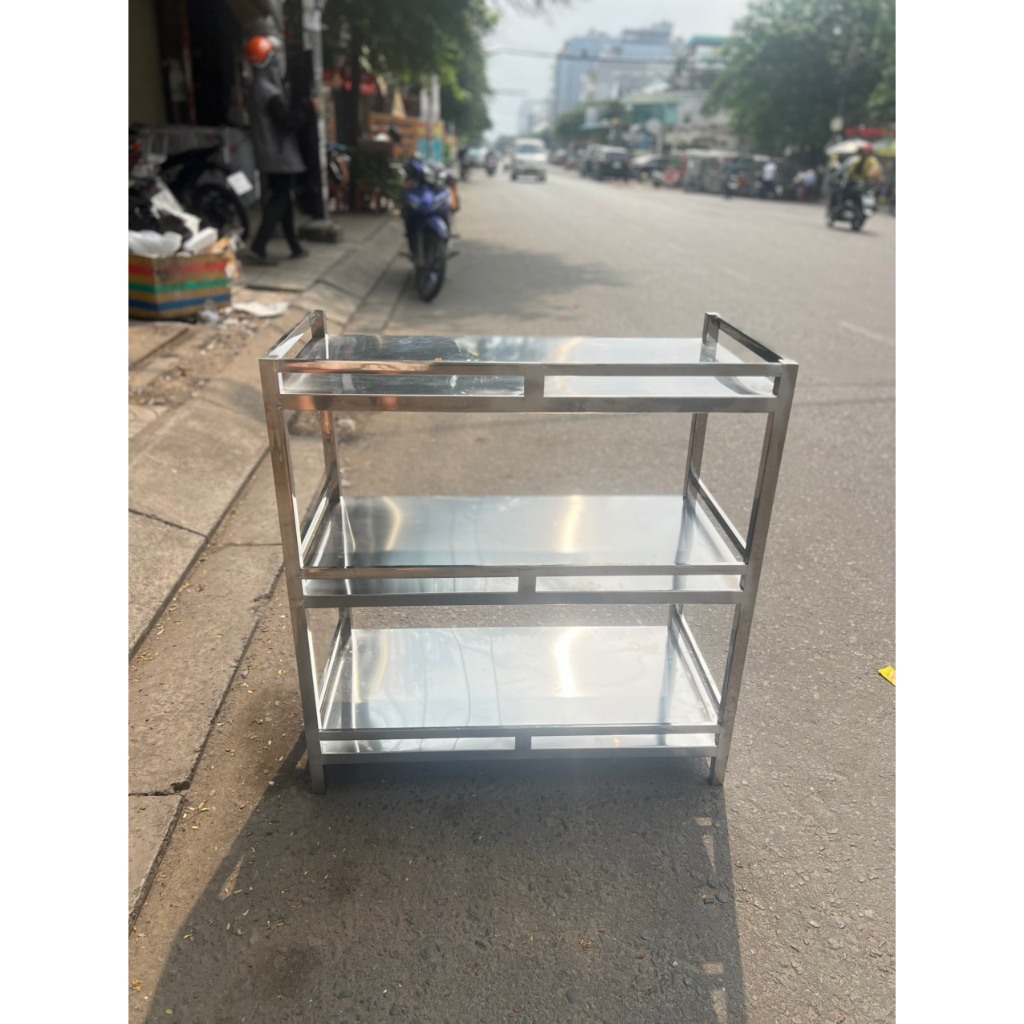 Kệ Inox 3 Tầng Có Bánh Xe 40x80 – Kệ Inox Đa Năng Chịu Lực Tốt – Dễ Di Chuyển