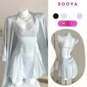 Váy Ngủ Lụa 2 Dây Phối Ren Cánh Tiên Có Mút Đệm Sooya – Gợi Cảm, Quyến Rũ N014