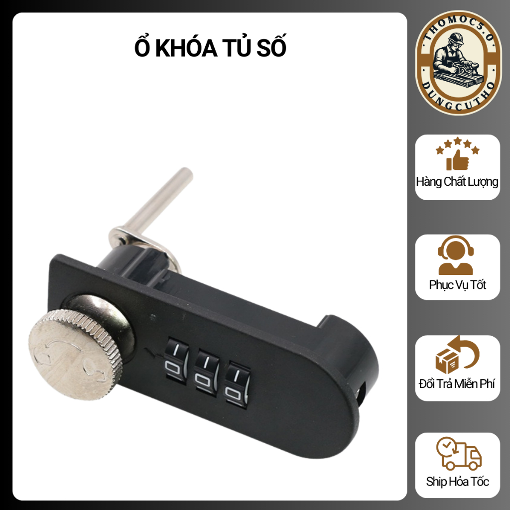 Ổ Khóa Mã Số Xoay 3 Chữ Số Bằng Thép Không Gỉ, Khóa Mật Mã Không Cần Chìa Nhỏ Gọn [Thomoc5.0]