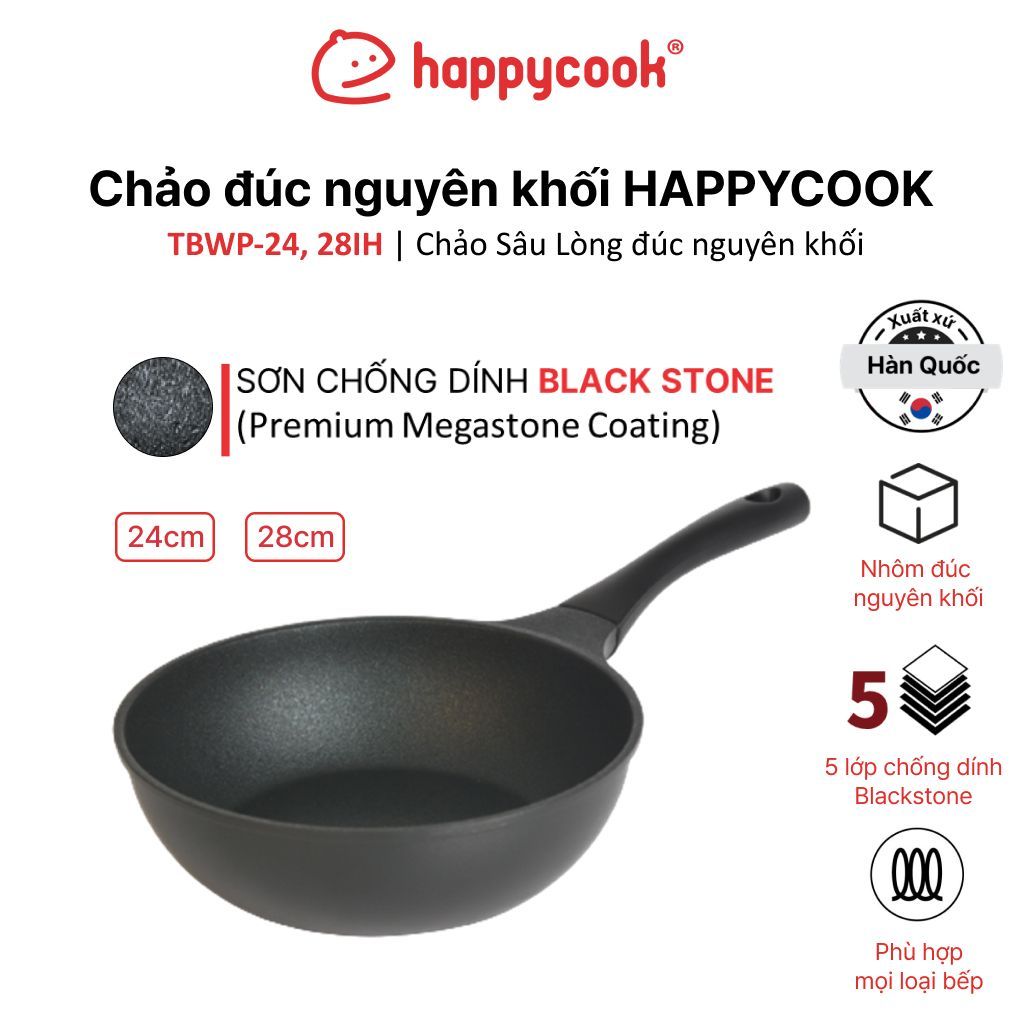 Ảnh Chảo sâu đúc đáy từ Happycook All Black 24cm TBWP-24cm/ 28cm - Hàng chính hãng - Giao hỏa tốc 2h HCM 1