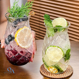 Cốc THỦY TINH họa tiết hình quả dứa dễ thương 480 ML CHỊU NHIỆT | Ly uống sinh tố, nước ép, DECOR