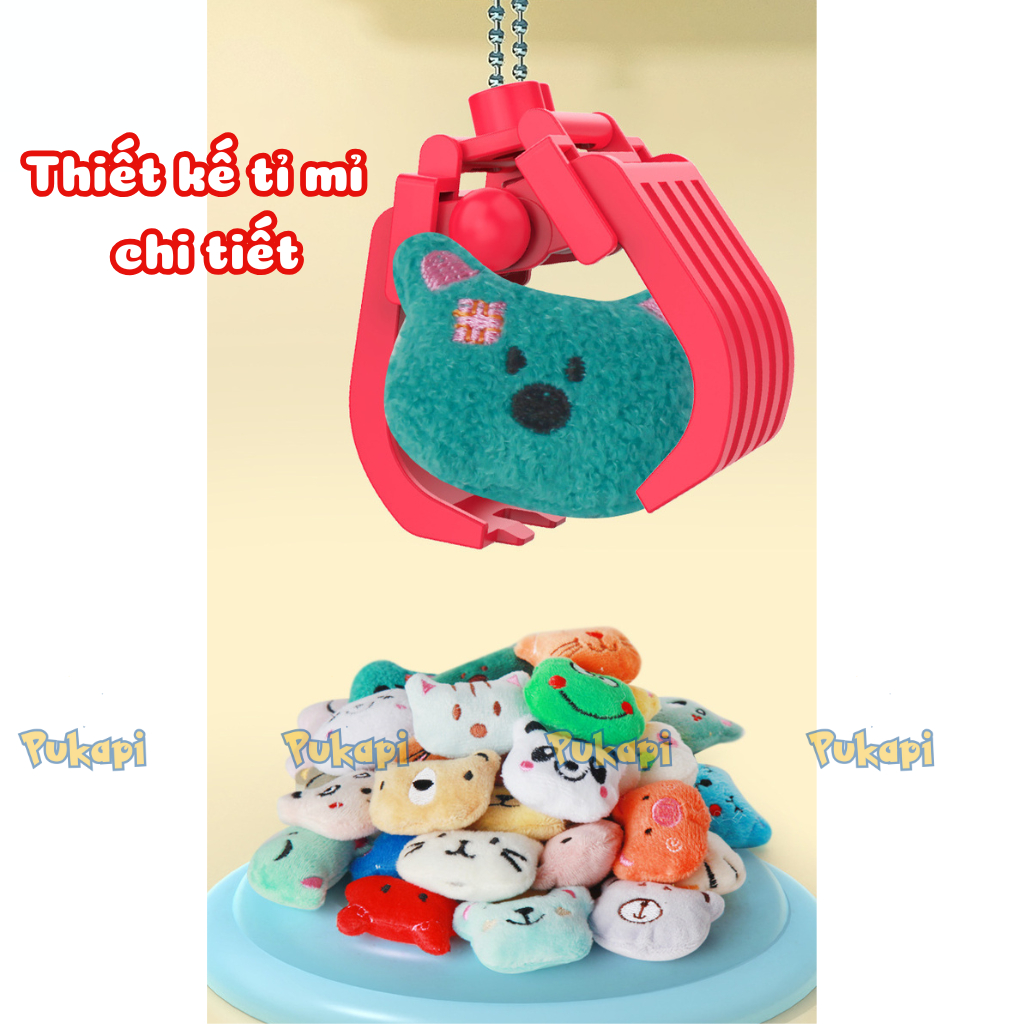 Máy Gắp Thú Bông Mini Cho Bé Kích Thước Lớn Có Nhạc Đèn Gấu Bông Thỏ Gấu Kèm Xu - Đồ Chơi Cho Bé PUKAPI