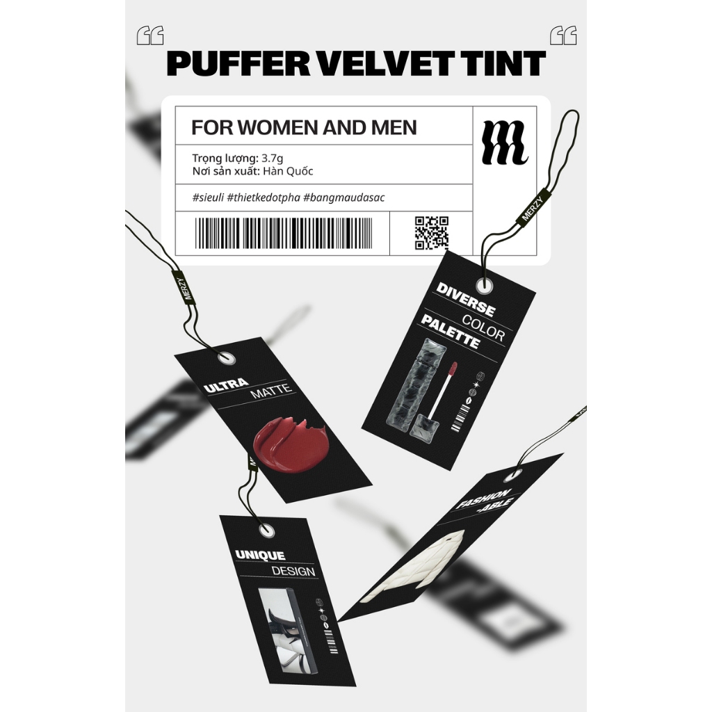 Ảnh [SON PHAO] Son Kem Lì Bền Màu, Lâu Trôi Merzy Puffer Velvet Tint 3.7g 3