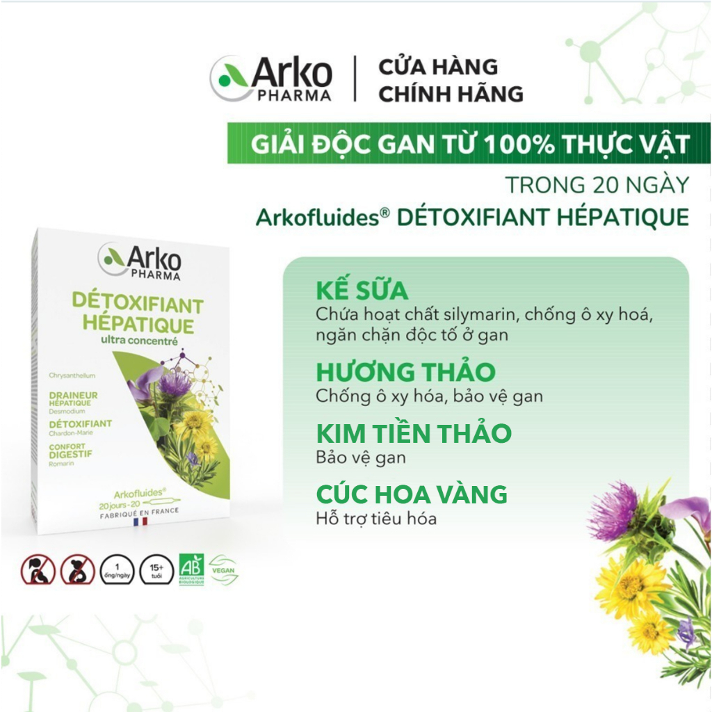 Ảnh Combo 2 Hộp Detox Thải Độc Gan Arkofluides Détoxifiant Hepatique 250g (Hộp 20 ống) 1