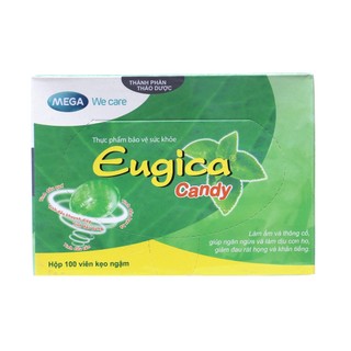 Kẹo ngậm thảo dược Eugica - Hỗ trợ giảm ho, đau rát họng, giảm đàm (Hộp 100 viên/Gói 300 viên)