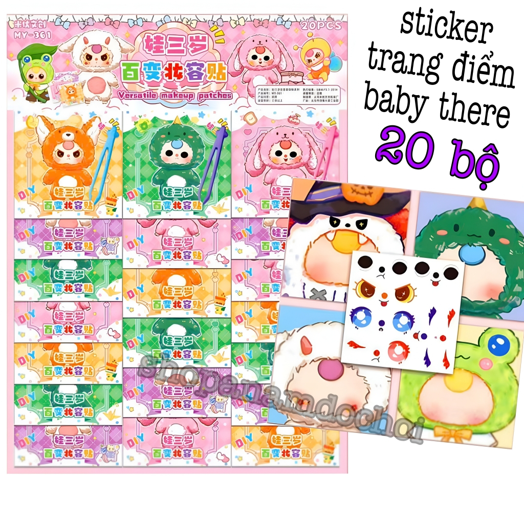 Vỉ 20 bộ sticker trang điểm baby three , baby three makeup sticker ...