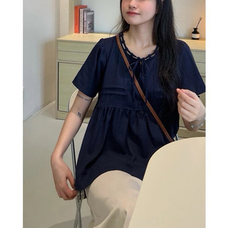 Áo baby doll cổ buộc nơ cổ rào siêu xinh LAVIAN A14
