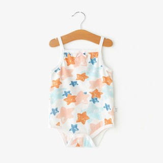 Bộ Bodysuit 2 dây cotton thông hơi thoáng khí, mềm mịn, mỏng mát mùa hè họa tiết kiểu dáng đáng yêu cho bé gái