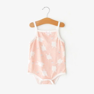 Bộ Bodysuit 2 dây cotton thông hơi thoáng khí, mềm mịn, mỏng mát mùa hè họa tiết kiểu dáng đáng yêu cho bé gái