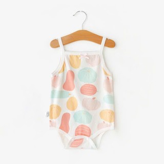 Bộ Bodysuit 2 dây cotton thông hơi thoáng khí, mềm mịn, mỏng mát mùa hè họa tiết kiểu dáng đáng yêu cho bé gái