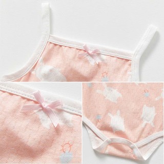 Bộ Bodysuit 2 dây cotton thông hơi thoáng khí, mềm mịn, mỏng mát mùa hè họa tiết kiểu dáng đáng yêu cho bé gái