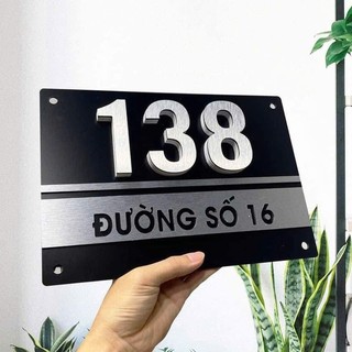( Giao nhanh ) Bảng số nhà alu đen nhám + bạc xước số nổi nhiều kích thước