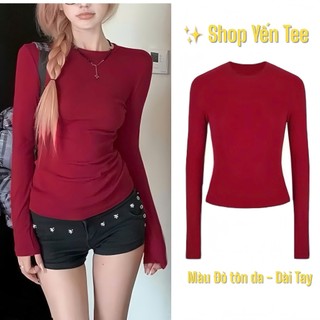 Áo thun nữ thắt eo body dài tay Yến Tee Shop chất cotton cao cấp co dãn , mát mẻ thích hợp mặc 4 mùa