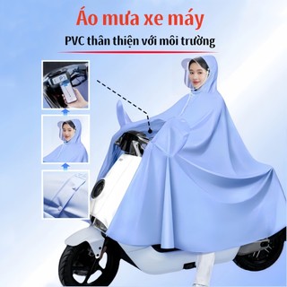 Áo mưa xe điện chạy pin có tấm trong suốt, áo mưa PVC một lớp và hai lớp, áo poncho xe máy người lớn có gương
