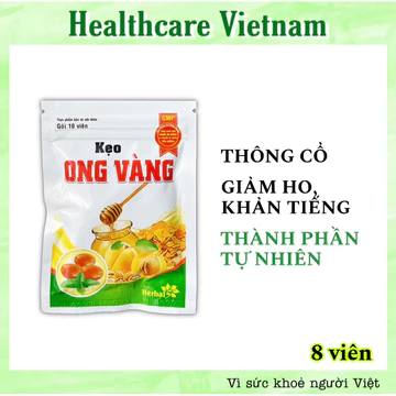 Kẹo Ngậm Ho Ong Vàng Túi 8 Viên Giúp Thông Cổ, Giảm Ho, Khản Tiếng
