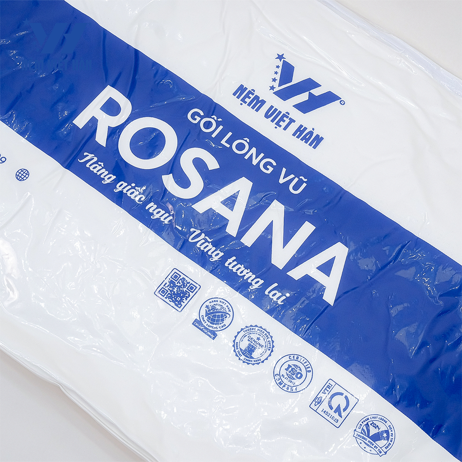 Ảnh Gối nằm Việt Hàn Rosana - Mềm min, Thông thoáng, Dịu êm - Từ sợi lông vũ nhân tạo 1
