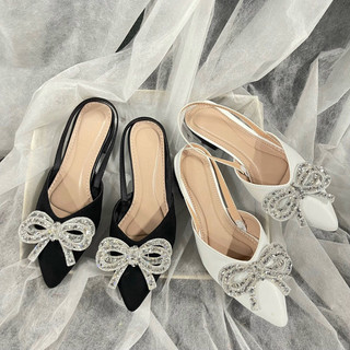 Sandal mũi nhọn 3 phân gắn nơ đá xinh gb65