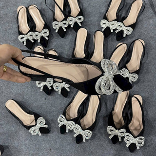 Sandal mũi nhọn 3 phân gắn nơ đá xinh gb65