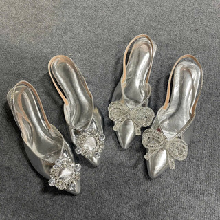Sandal mũi nhọn 3 phân gắn nơ đá xinh gb65