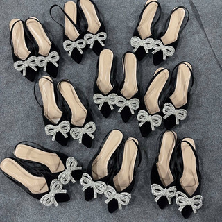 Sandal mũi nhọn 3 phân gắn nơ đá xinh gb65
