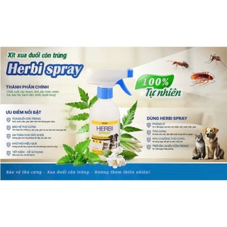 Xịt thảo dược HERBI SPRAY 250ml xua đuổi côn trùng chó mèo thành phần tự nhiên an toàn cho trẻ nhỏ