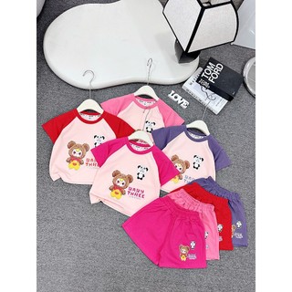 B07 Set bộ quần áo bé gái mùa hè 10-30kg mẫu BỘ BABY THREE. Chất liệu co dãn, thoáng mát