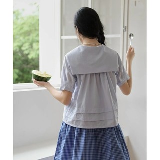Áo cổ thủy thủ màu xanh babydoll ngắn tay phong cách Hàn Quốc -K5