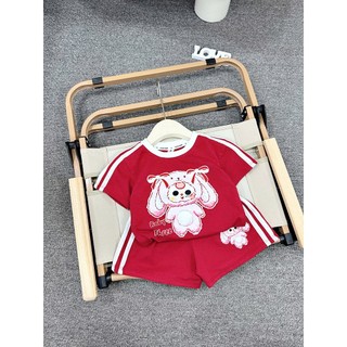 B08 Bộ quần áo cộc tay mùa hè cho bé gái in hình Baby three nhiều màu,Bộ đồ bé gái size 10-30kg