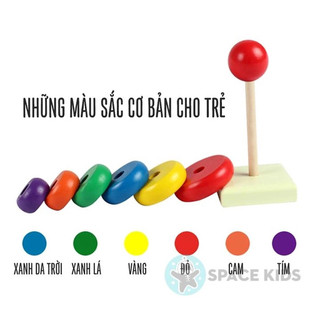 Đồ Chơi giáo dục Tháp Thả Khối Xếp Chồng 7 khối cầu vồng giáo dục đồ chơi phát triển trí tuệ cho bé