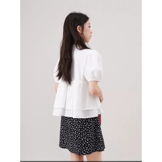 Áo tiểu thư nhún eo 2 tầng bèo cổ buộc nơ tay phồng phong cách Hàn Quốc phù hợp đi học đi làm đi chơi -K1