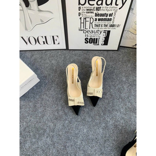 Giày sandal cao gót 7 phân mũi nhọn nơ chữ niu NIU7P90