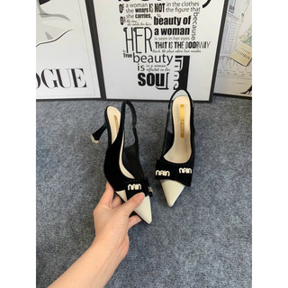 Giày sandal cao gót 7 phân mũi nhọn nơ chữ niu NIU7P90
