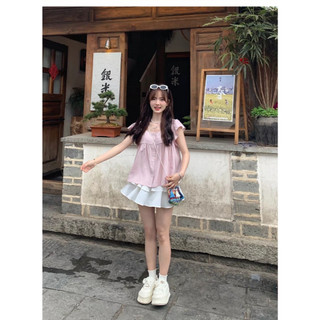 Áo cánh tiên babydoll tay xòe màu hồng phong cách Hàn Quốc phù hợp đi học đi làm đi chơi -K4