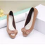 Giày búp bê nữ mũi vuông đế bằng Annmodels chất liệu xi bóng phối nơ xinh thời trang _A028NX