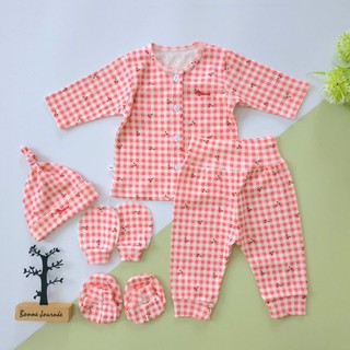 Bộ sơ sinh bé gái cao cấp Bunnybaby bao gồm nón vớ, size 0-3 tháng