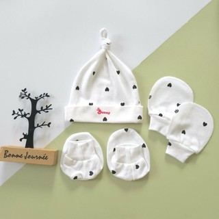 Set mũ + bao tay + bao chân sơ sinh chất đẹp Bunnybaby